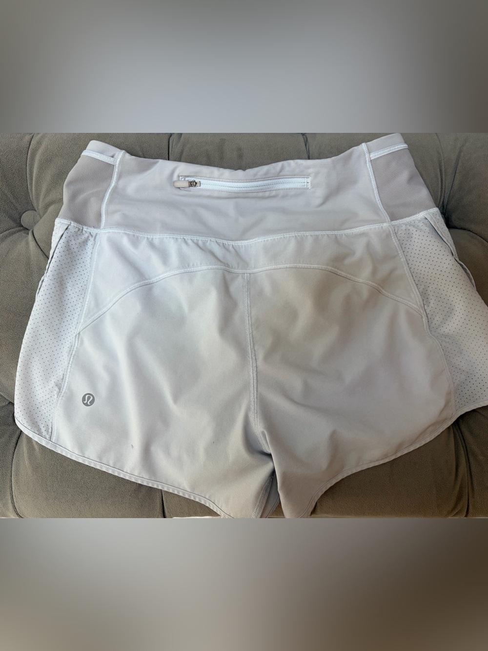 lululemon athletica White Women's Athletic Shorts with Rear Zip Pocket